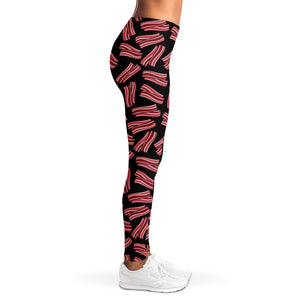 Black Bacon Pattern Print Women's Leggings