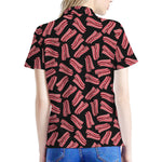 Black Bacon Pattern Print Women's Polo Shirt