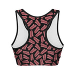 Black Bacon Pattern Print Women's Sports Bra