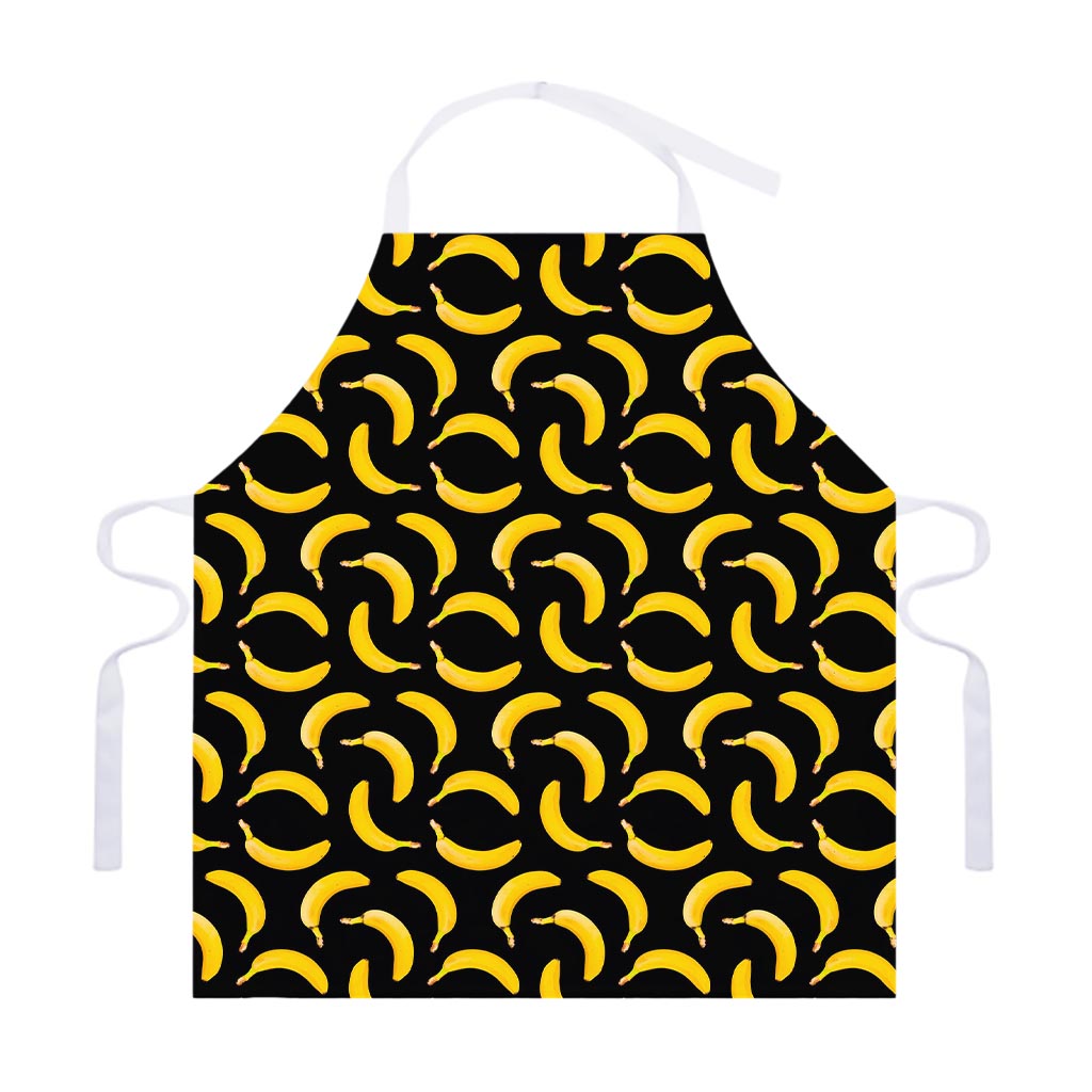 Black Banana Pattern Print Adjustable Apron