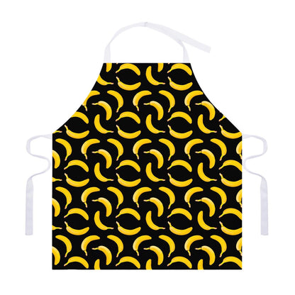 Black Banana Pattern Print Adjustable Apron
