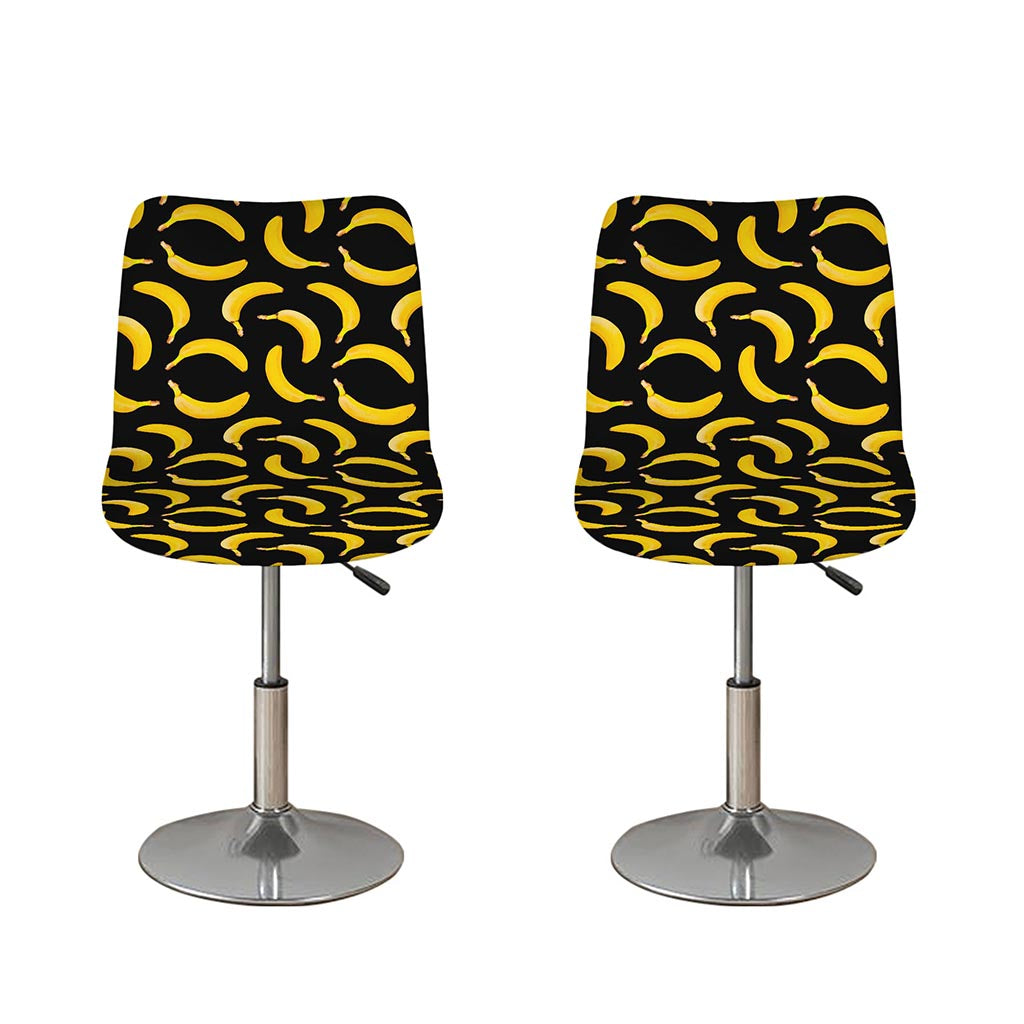 Black Banana Pattern Print Bar Stool Covers