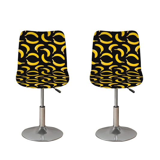 Black Banana Pattern Print Bar Stool Covers