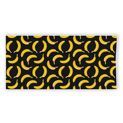 Black Banana Pattern Print Beach Towel