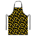 Black Banana Pattern Print Bib Apron With Pocket