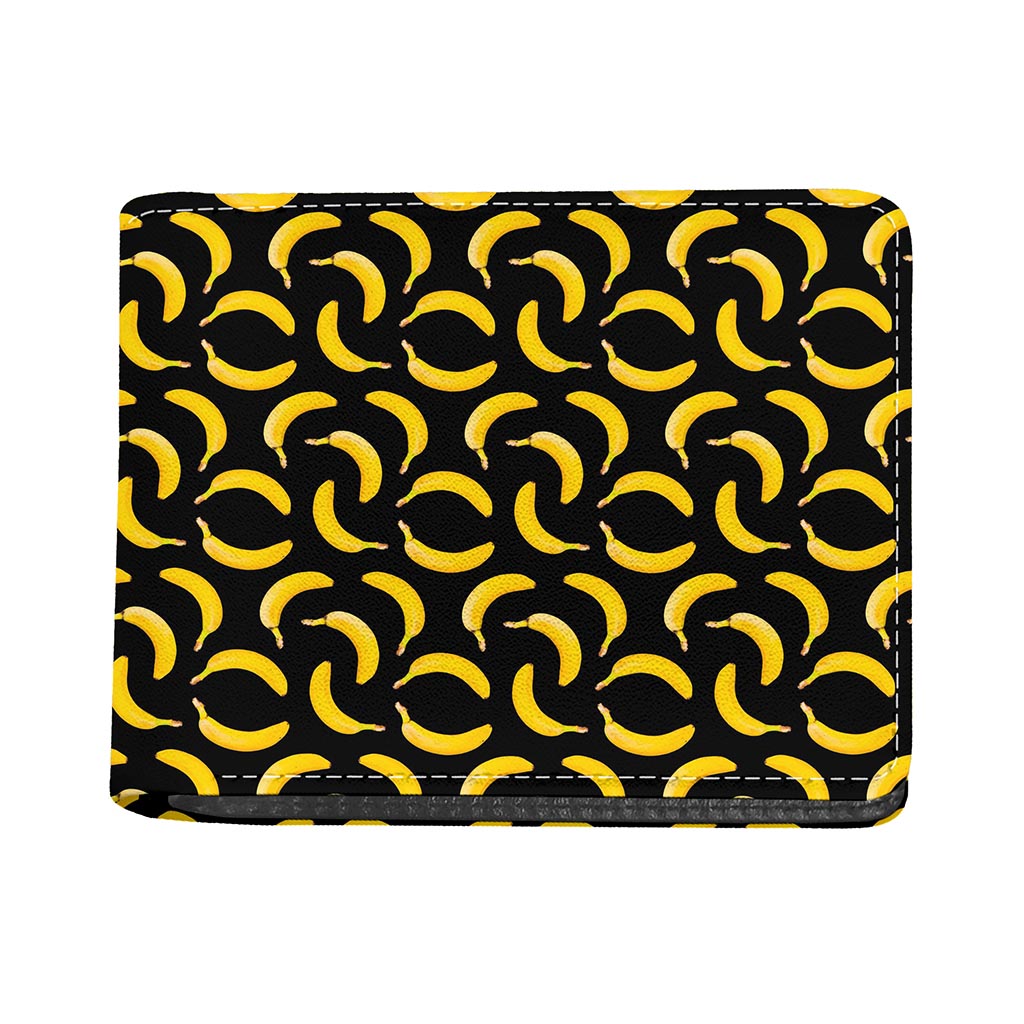 Black Banana Pattern Print Bifold Wallet