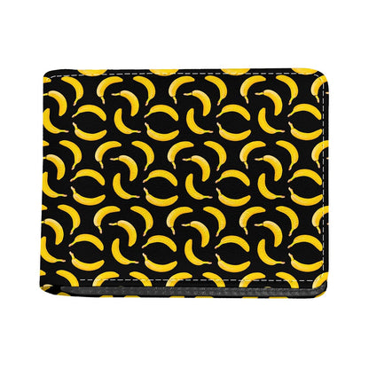 Black Banana Pattern Print Bifold Wallet