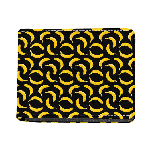 Black Banana Pattern Print Bifold Wallet