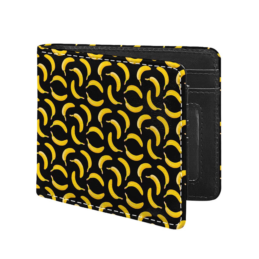 Black Banana Pattern Print Bifold Wallet