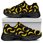 Black Banana Pattern Print Black Chunky Shoes