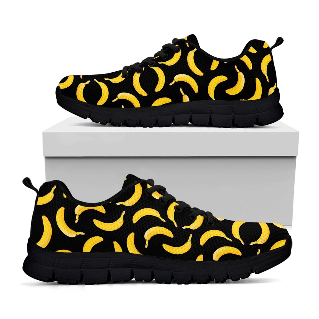 Black Banana Pattern Print Black Running Shoes