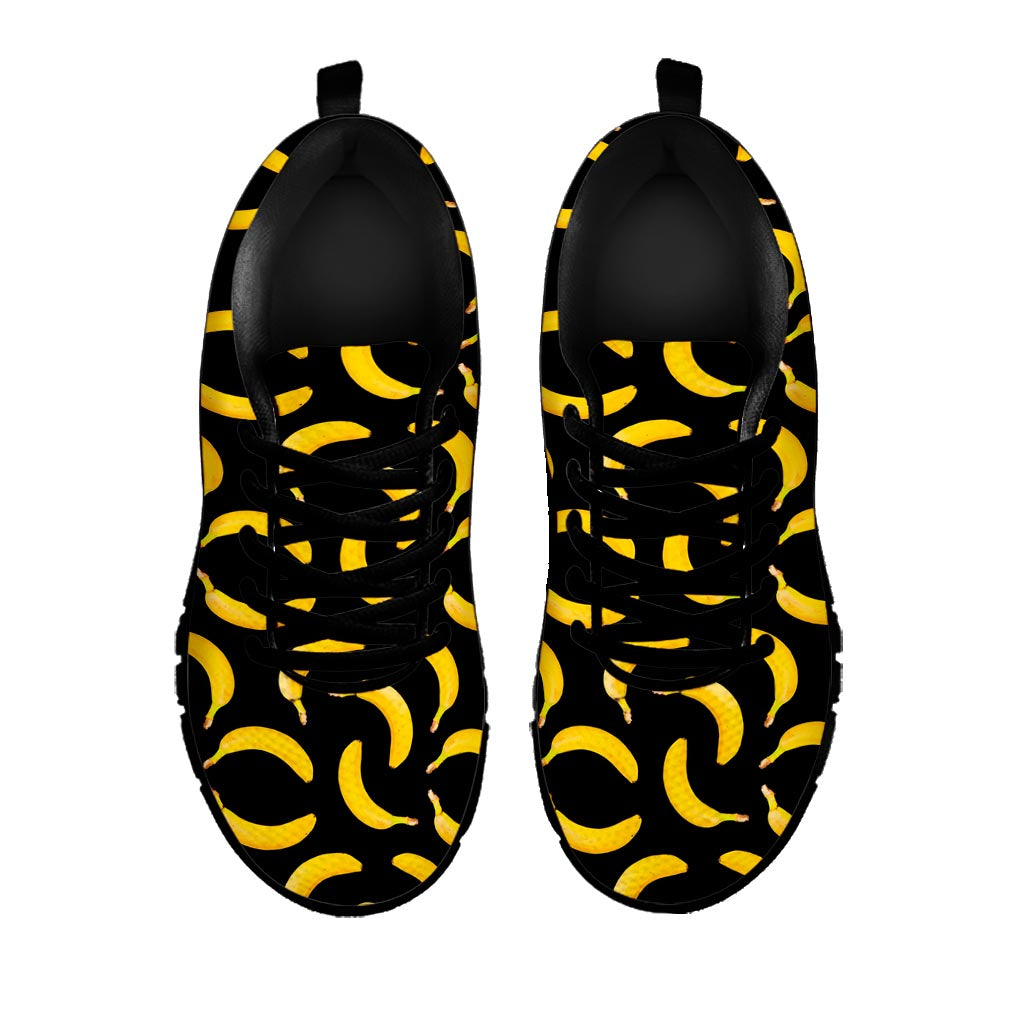 Black Banana Pattern Print Black Running Shoes