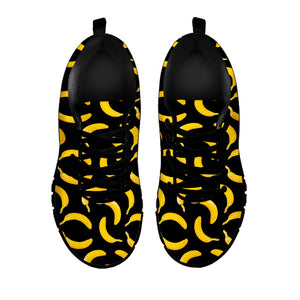 Black Banana Pattern Print Black Running Shoes