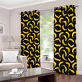 Black Banana Pattern Print Dimout Grommet Curtains