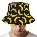Black Banana Pattern Print Bucket Hat