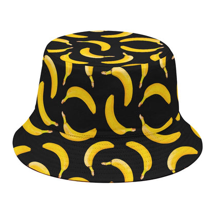 Black Banana Pattern Print Bucket Hat