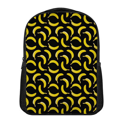 Black Banana Pattern Print Casual Backpack