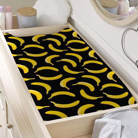 Black Banana Pattern Print Changing Pad Cover