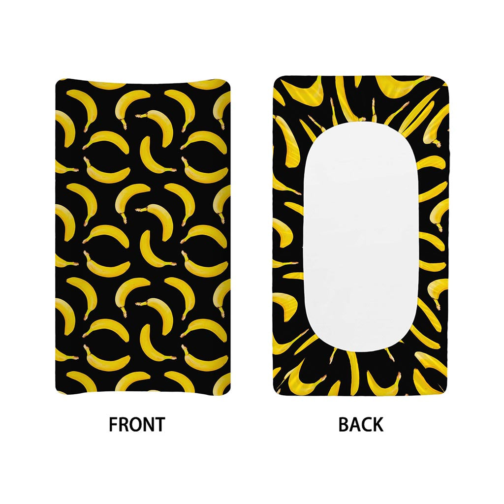 Black Banana Pattern Print Changing Pad Cover