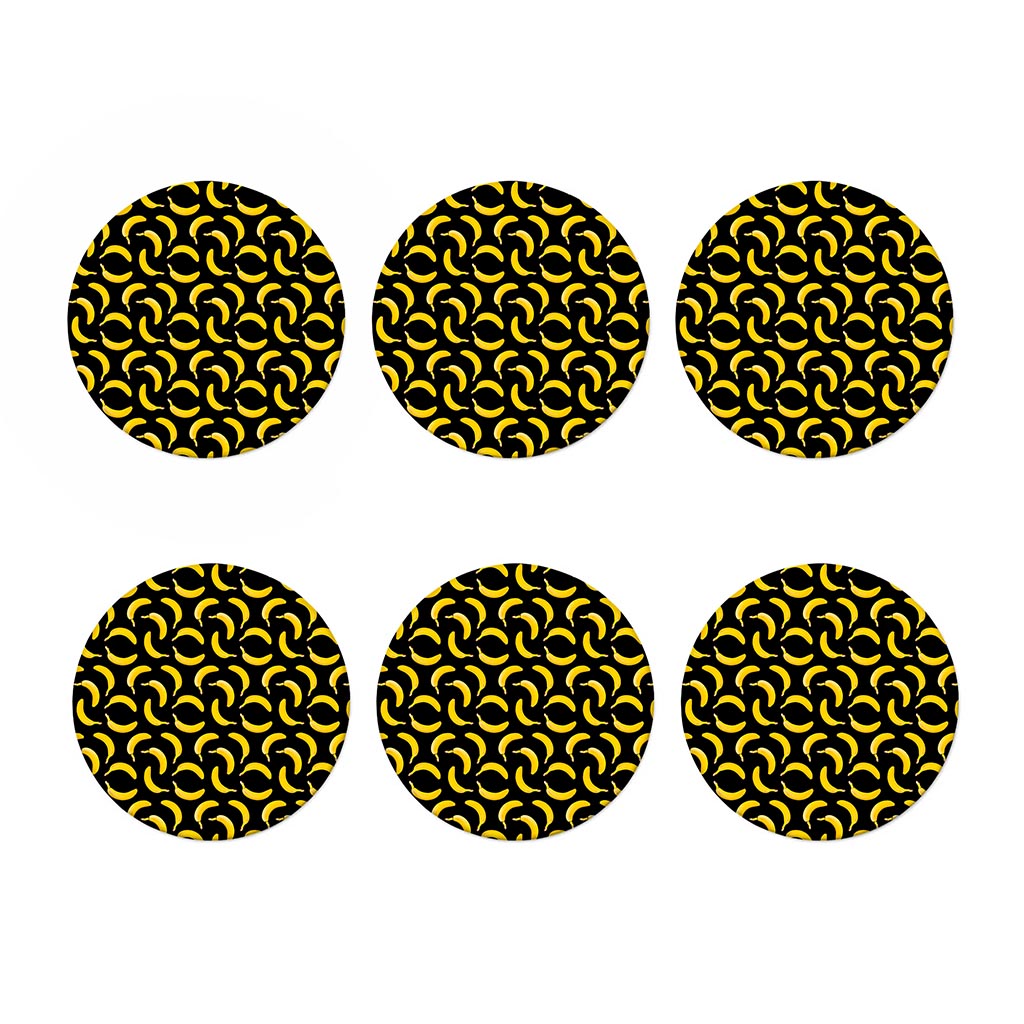 Black Banana Pattern Print Coaster Set