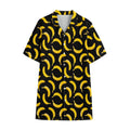 Black Banana Pattern Print Cotton Hawaiian Shirt