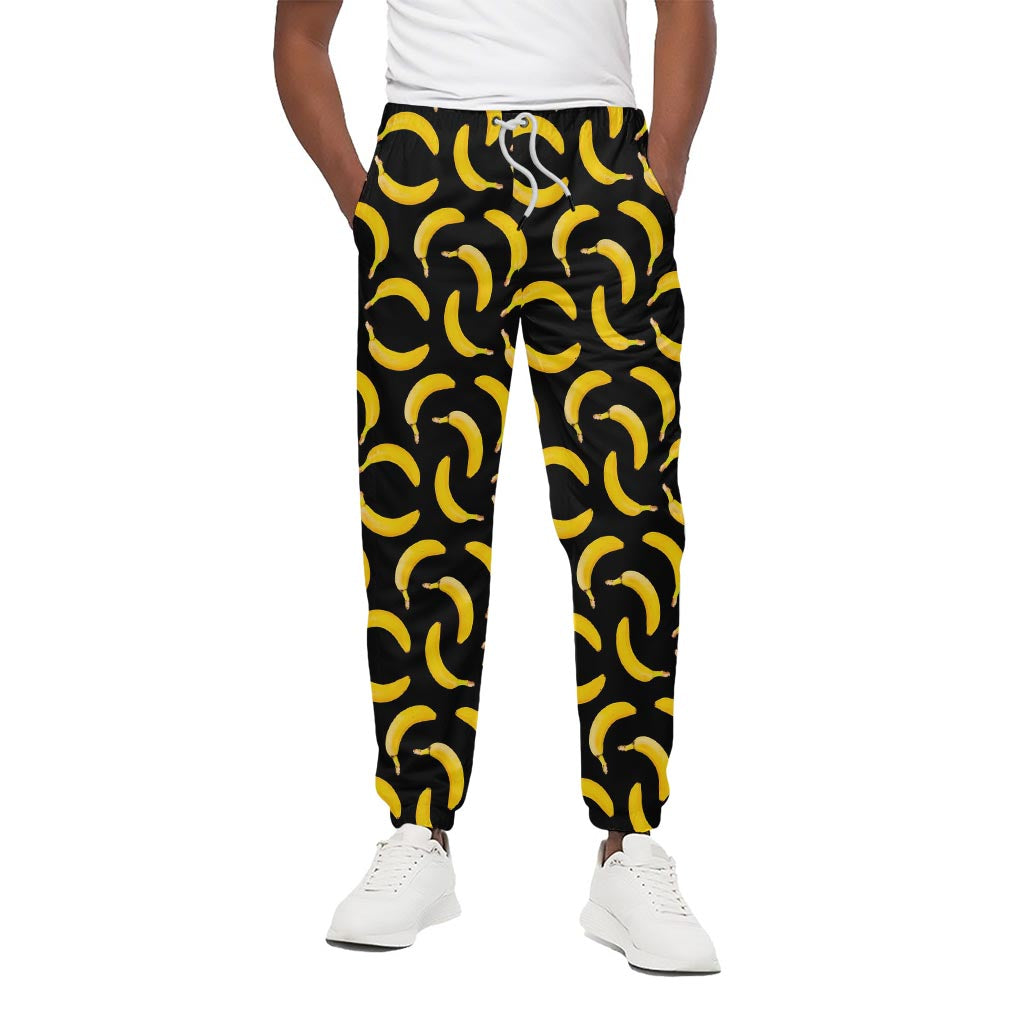 Black Banana Pattern Print Cotton Pants