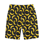 Black Banana Pattern Print Cotton Shorts