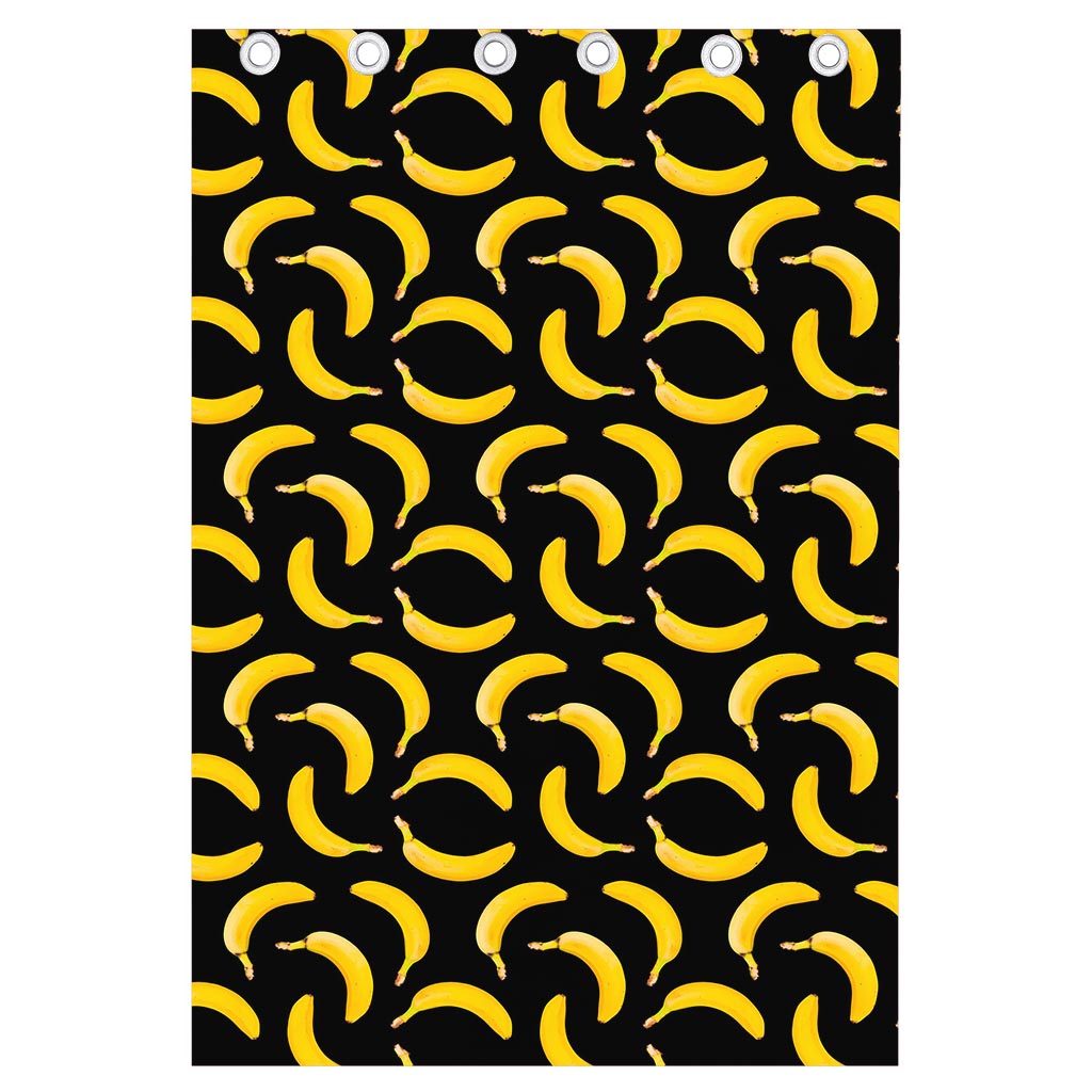 Black Banana Pattern Print Curtain