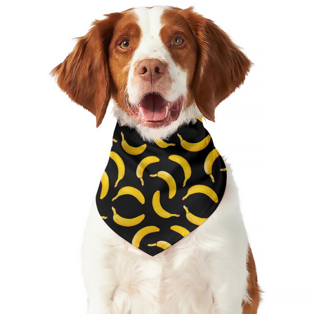 Black Banana Pattern Print Dog Bandana