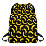 Black Banana Pattern Print Drawstring Backpack