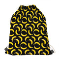 Black Banana Pattern Print Drawstring Bag