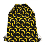Black Banana Pattern Print Drawstring Bag