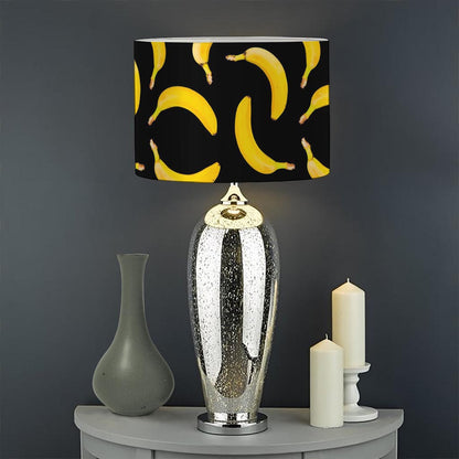 Black Banana Pattern Print Drum Lamp Shade