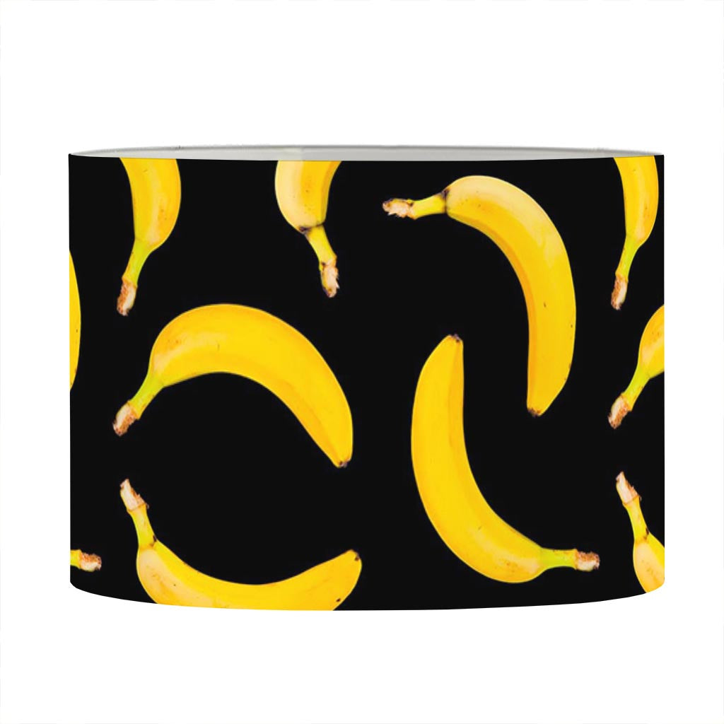 Black Banana Pattern Print Drum Lamp Shade