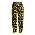 Black Banana Pattern Print Fleece Lined Knit Pants