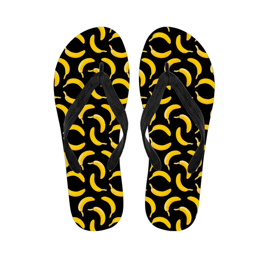 Black Banana Pattern Print Flip Flops