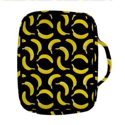 Black Banana Pattern Print Front Pocket Bible Bag