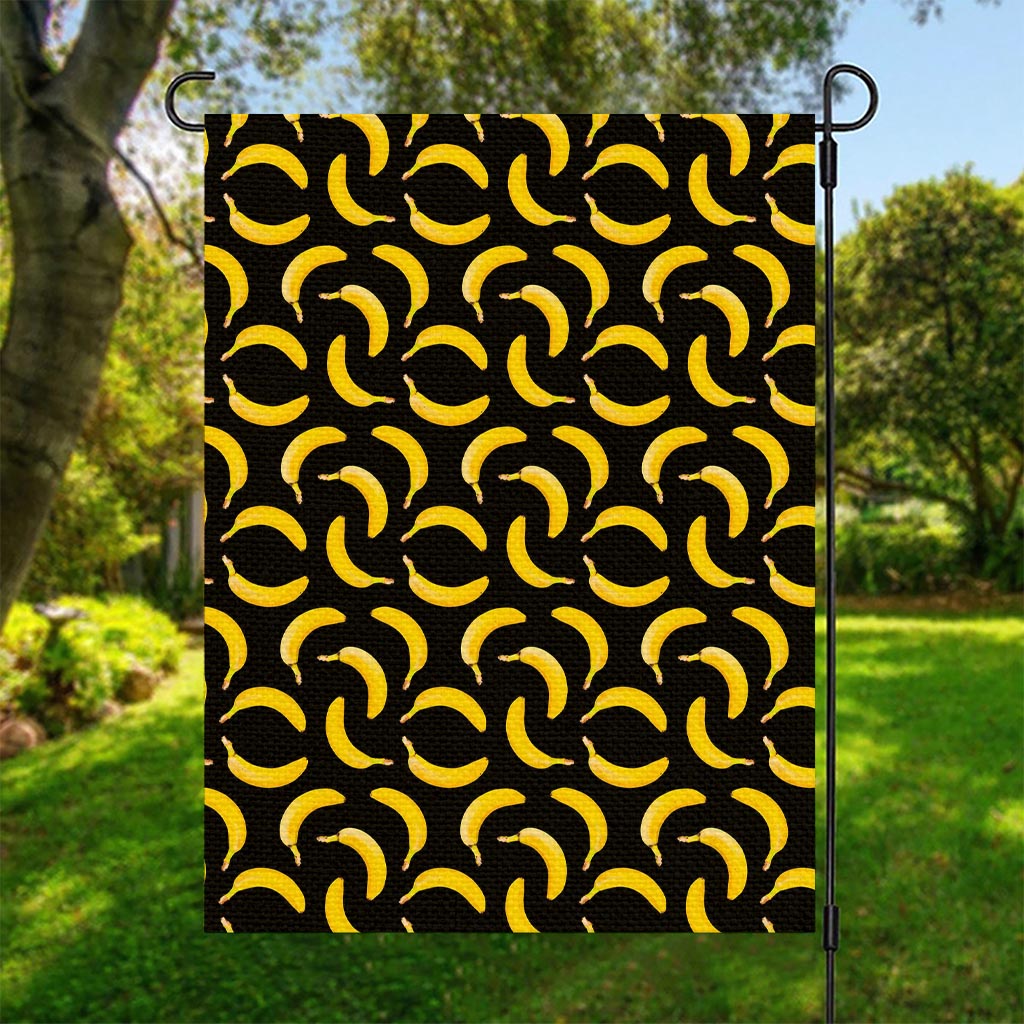 Black Banana Pattern Print Garden Flag