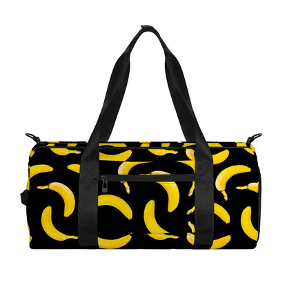 Black Banana Pattern Print Gym Bag