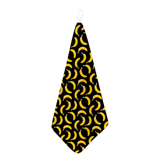 Black Banana Pattern Print Hand Towel