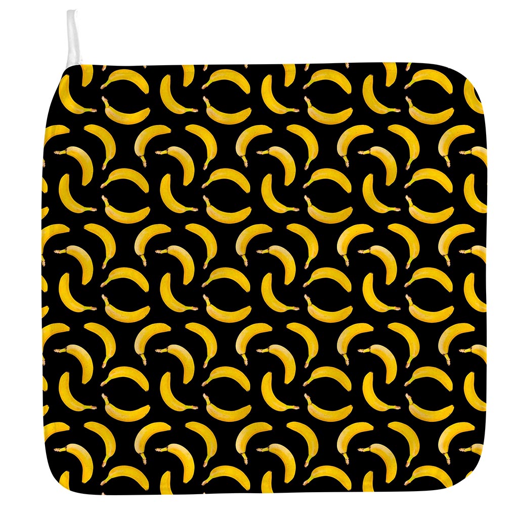 Black Banana Pattern Print Hand Towel