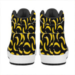 Black Banana Pattern Print High Top Leather Sneakers