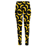 Black Banana Pattern Print High-Waisted Pocket Leggings