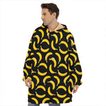 Black Banana Pattern Print Hoodie Blanket
