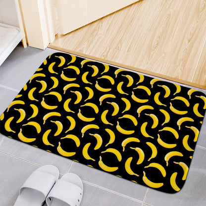 Black Banana Pattern Print Indoor Door Mat