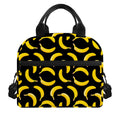 Black Banana Pattern Print Insulated Lunch Bag