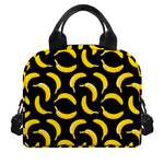 Black Banana Pattern Print Insulated Lunch Bag