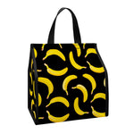 Black Banana Pattern Print Insulated Lunch Tote