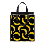 Black Banana Pattern Print Insulated Lunch Tote