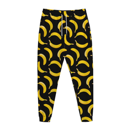 Black Banana Pattern Print Jogger Pants